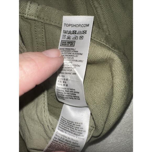 Topshop Floral Embroidered Patch Jacket Women's 6 Army Green Twill - Picture 9 of 12